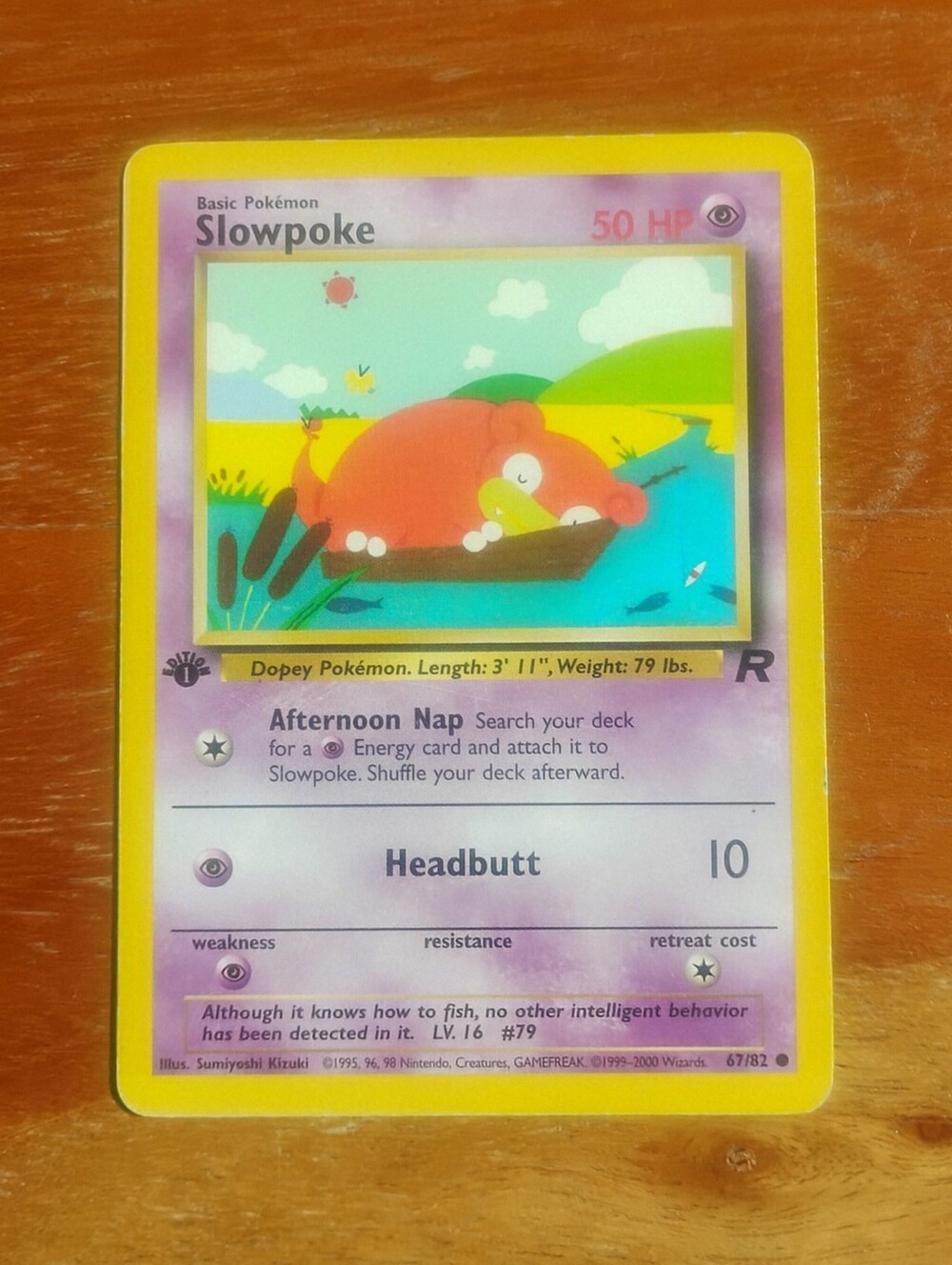 LP WOTC 2000 1st Edition Slowpoke 67/82 Team Rocket Set Pokemon Card